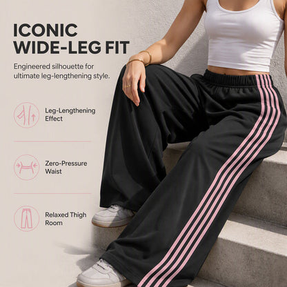 Women's Wide-Leg Sweatpants with Side Stripes