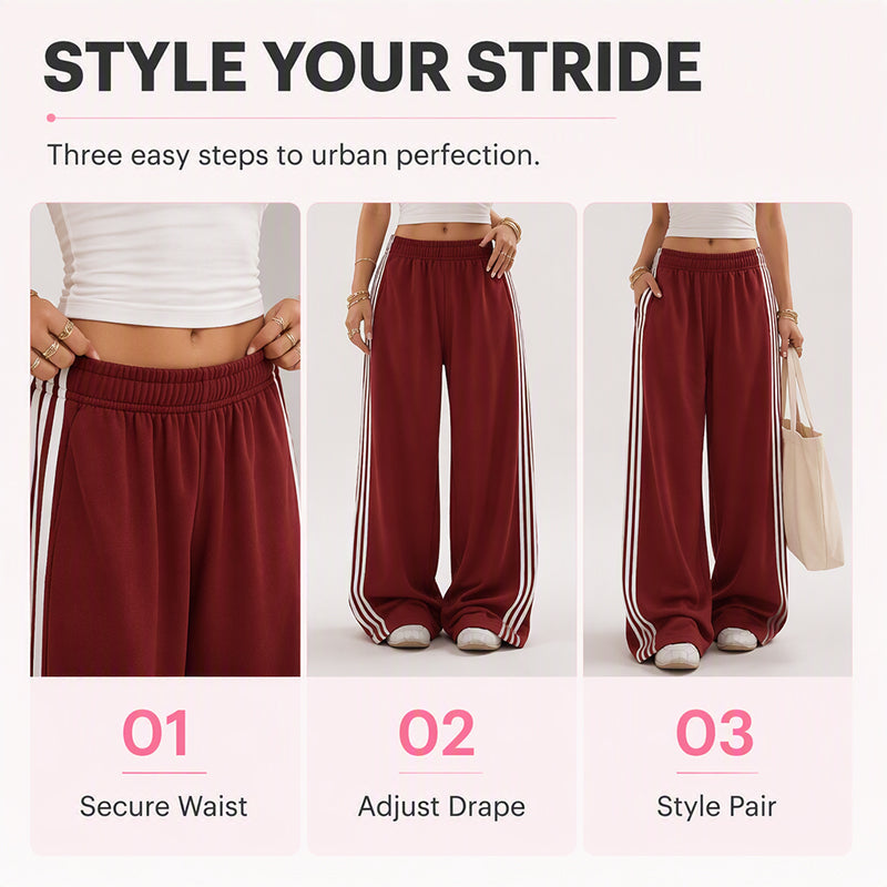 Women's Wide-Leg Sweatpants with Side Stripes