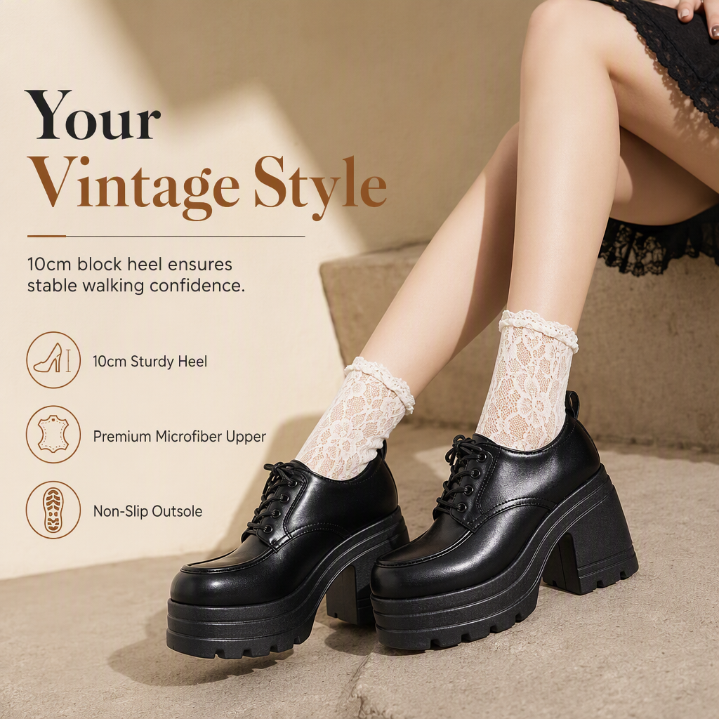 Women's Chunky Block Heel PU Leather Shoes