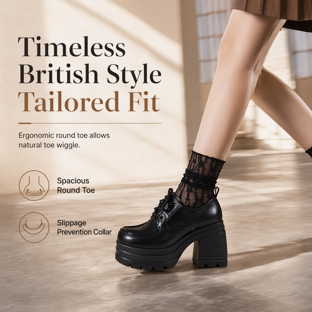 Women's Chunky Block Heel PU Leather Shoes