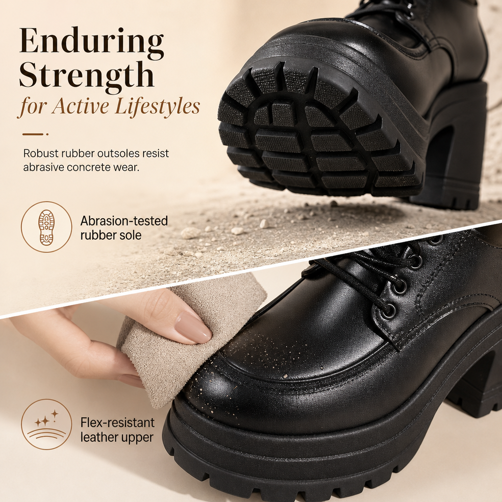 Women's Chunky Block Heel PU Leather Shoes