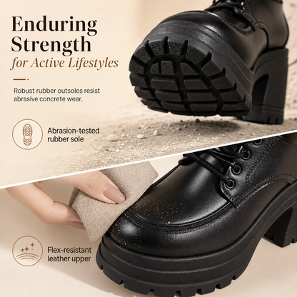 Women's Chunky Block Heel PU Leather Shoes
