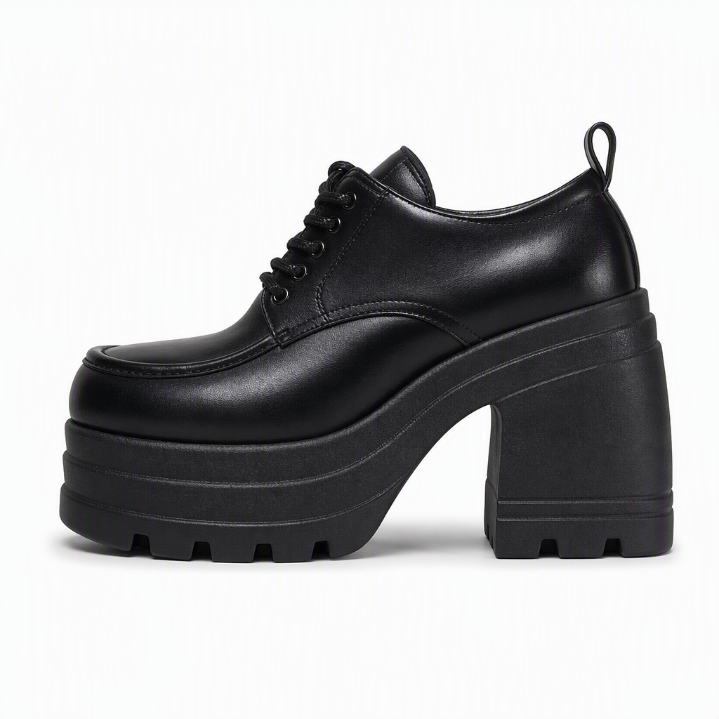 Women's Chunky Block Heel PU Leather Shoes