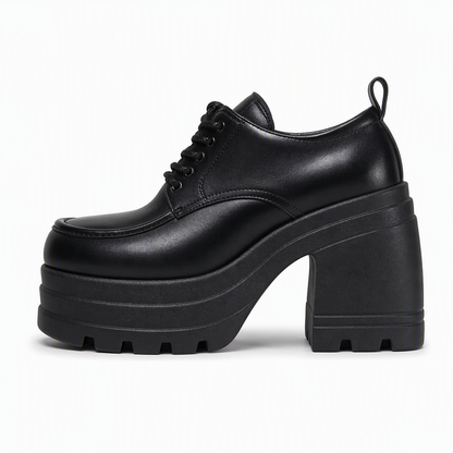 Women's Chunky Block Heel PU Leather Shoes
