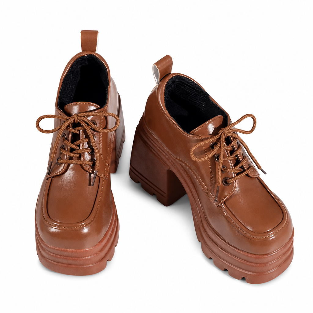 Women's Chunky Block Heel PU Leather Shoes