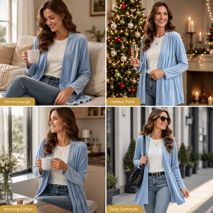 Women's Velvet Open Front Cardigan