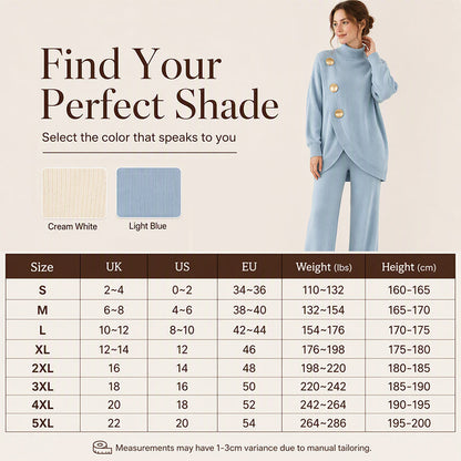 Women's Elegant Turtleneck Sweater & Wide-Leg Pants Set