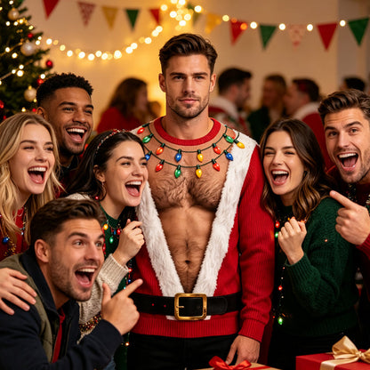 🎄 Holiday Fun | Men’s 3D Muscle Print Christmas Sweatshirt