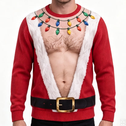 🎄 Holiday Fun | Men’s 3D Muscle Print Christmas Sweatshirt