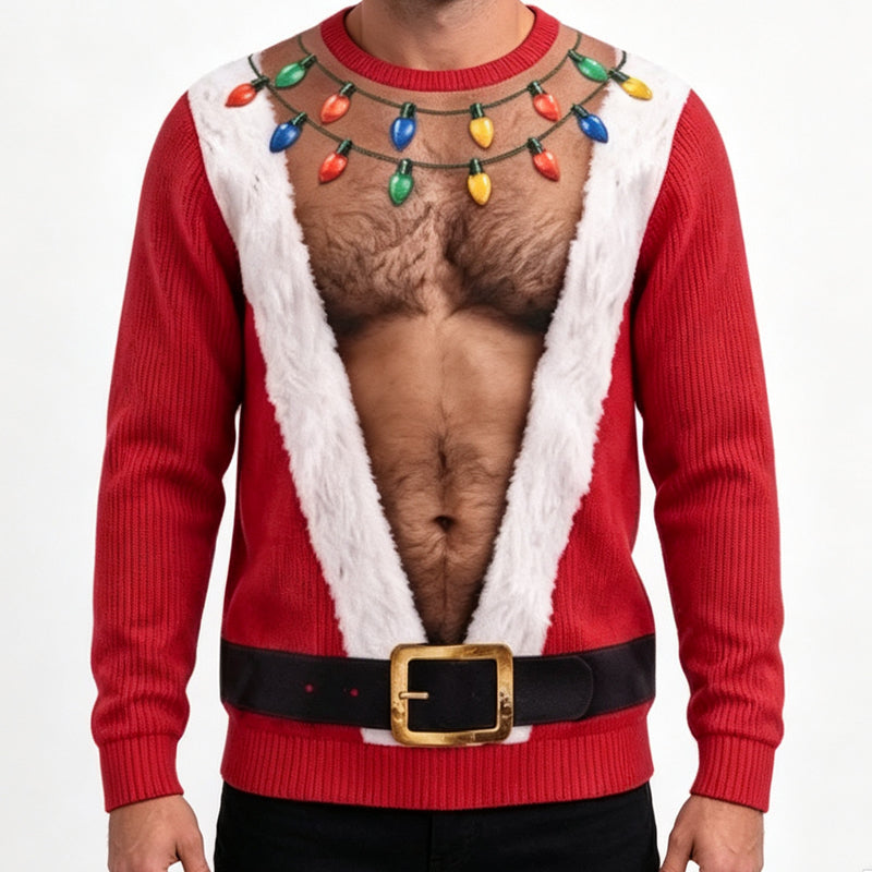 🎄 Holiday Fun | Men’s 3D Muscle Print Christmas Sweatshirt