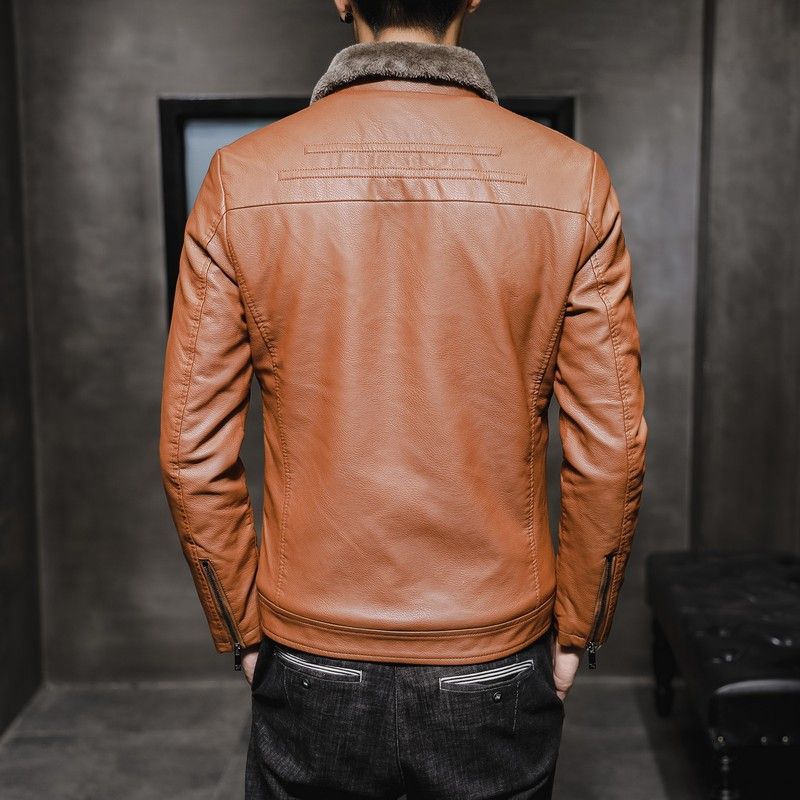 🧥 Plush-Lined Warmth, Refined Leather-Look Style | Men's Zip Jacket ⚡ Free Shipping