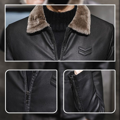 🧥 Plush-Lined Warmth, Refined Leather-Look Style | Men's Zip Jacket ⚡ Free Shipping