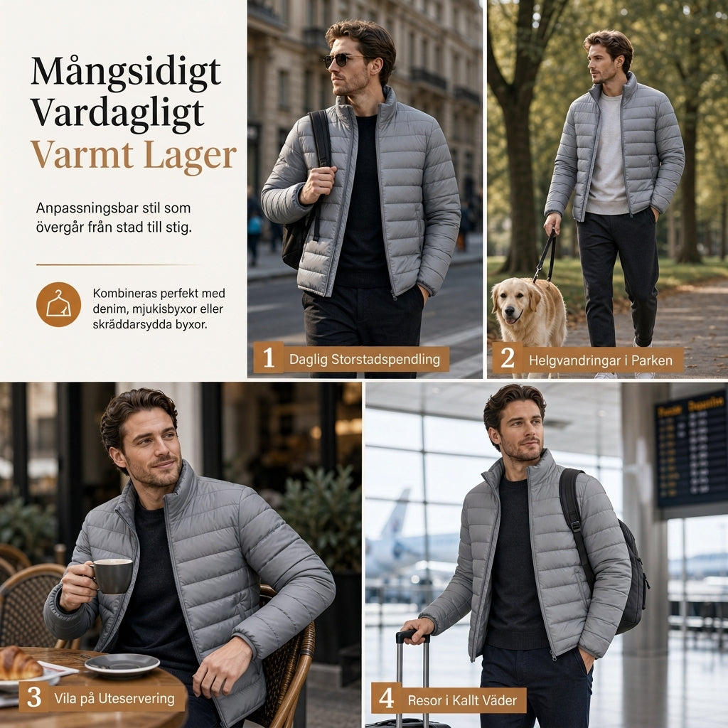 🧥Lätt vadderad vinterkappa med stående krage för män