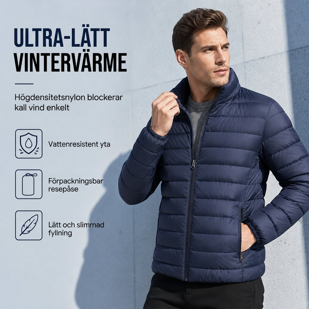 🧥Lätt vadderad vinterkappa med stående krage för män