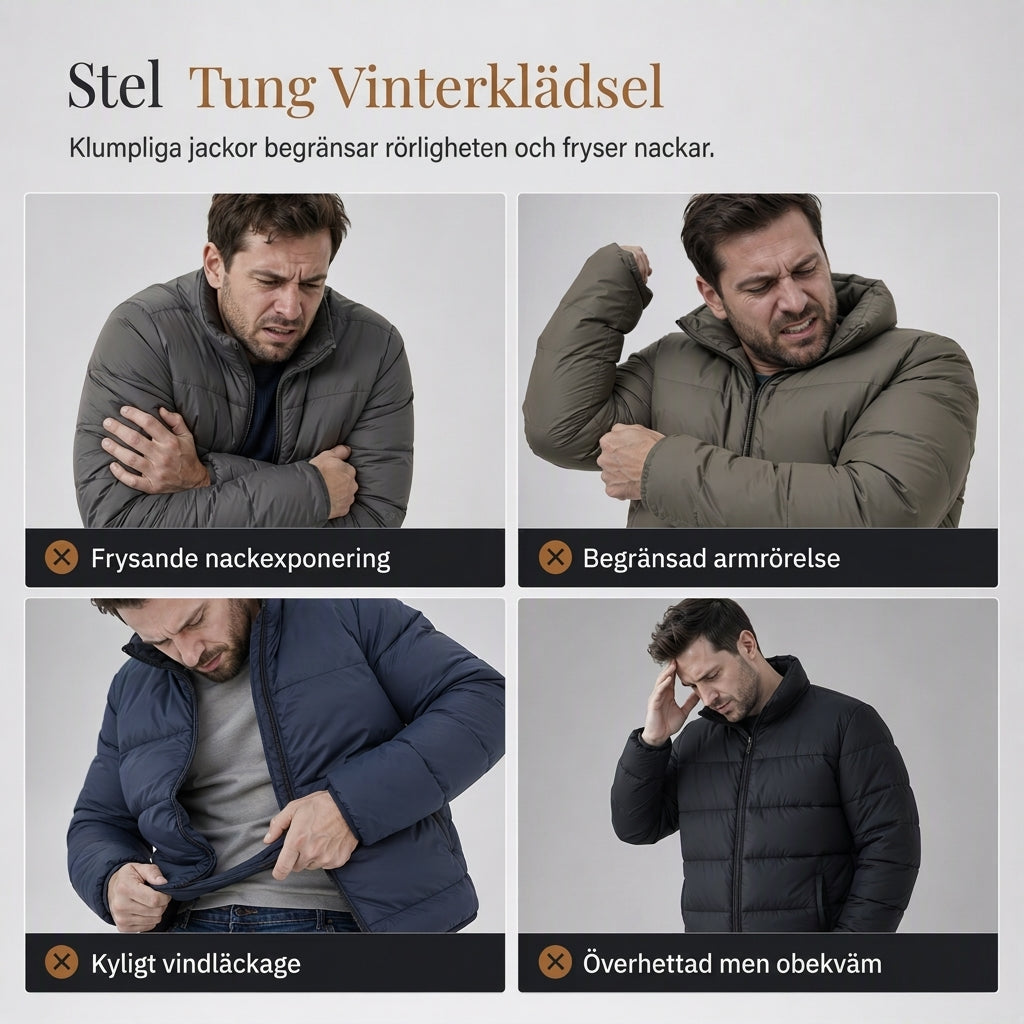 🧥Lätt vadderad vinterkappa med stående krage för män
