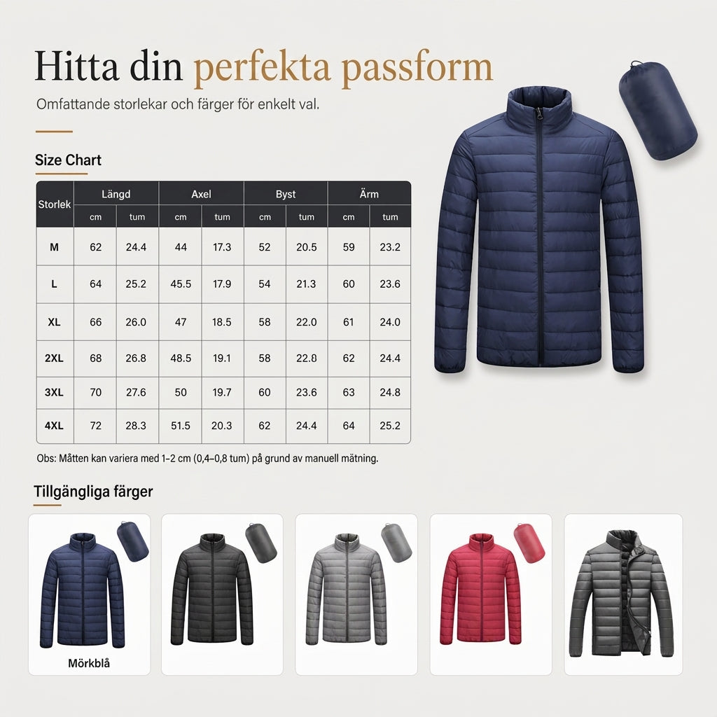 🧥Lätt vadderad vinterkappa med stående krage för män