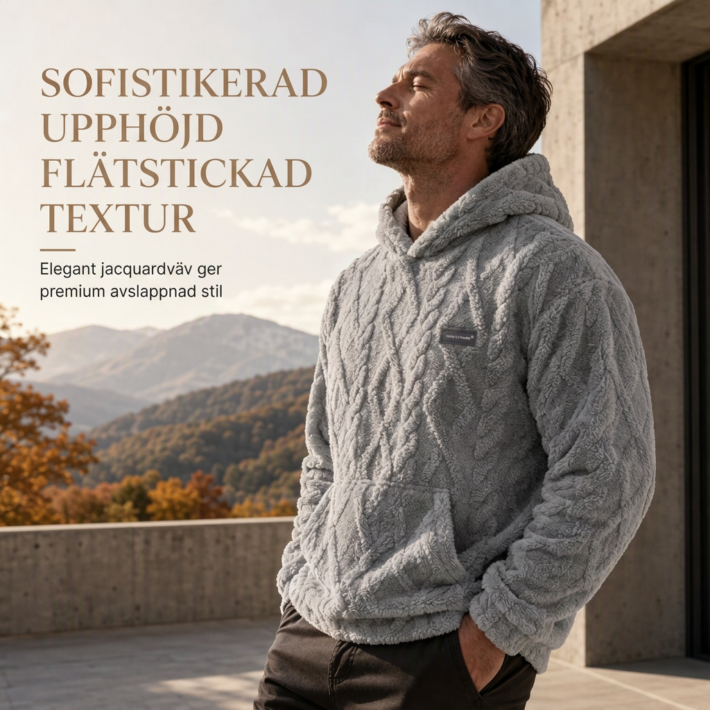 🧥Herrluva med fleecefoder för vinter, jacquardmönstrad, långärmad pullover-tröja för avslappnad utomhusbruk