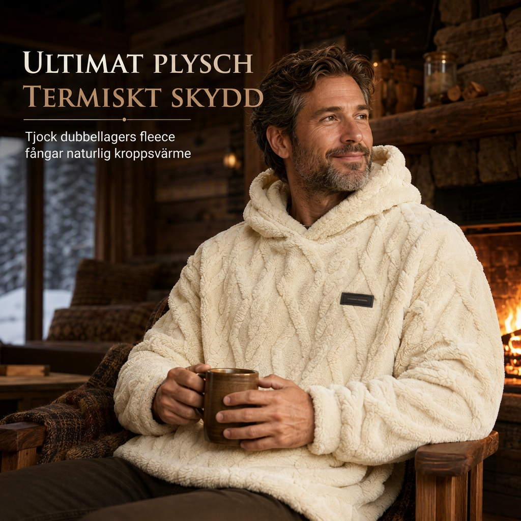 🧥Herrluva med fleecefoder för vinter, jacquardmönstrad, långärmad pullover-tröja för avslappnad utomhusbruk