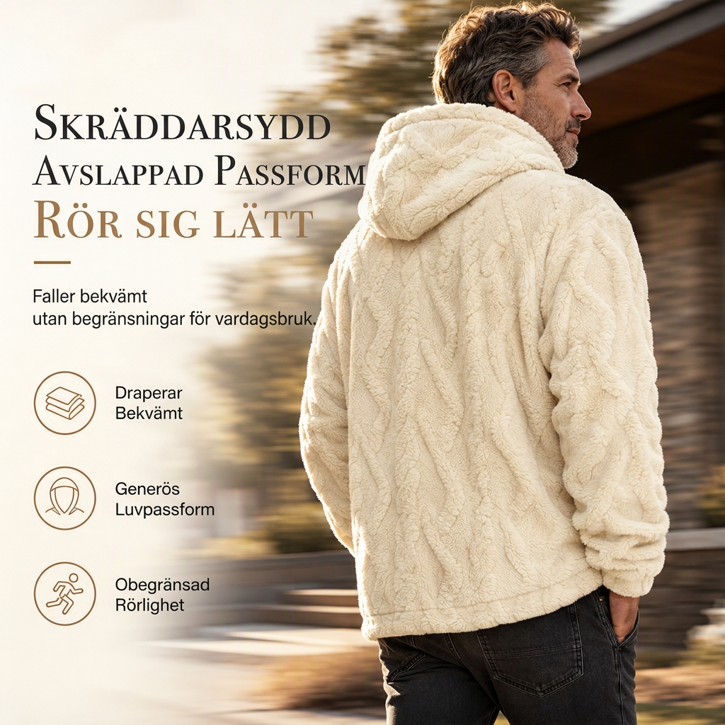 🧥Herrluva med fleecefoder för vinter, jacquardmönstrad, långärmad pullover-tröja för avslappnad utomhusbruk