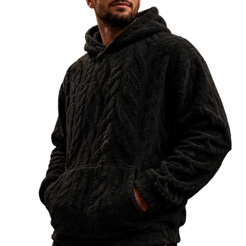 🧥Herrluva med fleecefoder för vinter, jacquardmönstrad, långärmad pullover-tröja för avslappnad utomhusbruk