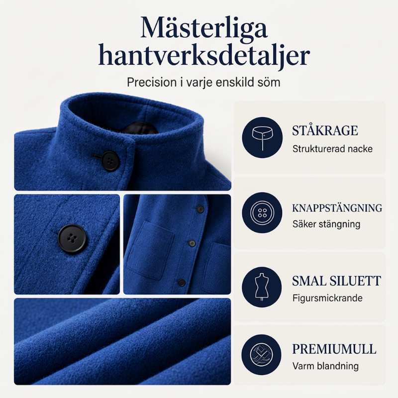 🧥Kvinnors ullkappa i vintage-stil med ståndkrage
