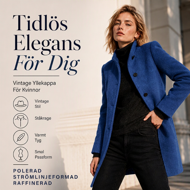🧥Kvinnors ullkappa i vintage-stil med ståndkrage