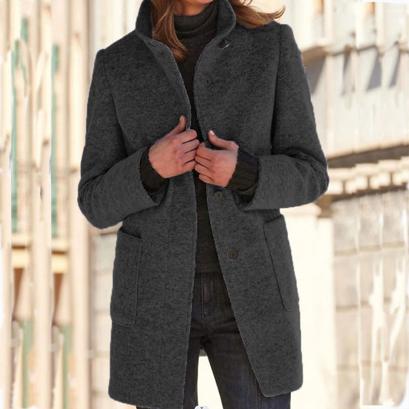 🧥Kvinnors ullkappa i vintage-stil med ståndkrage