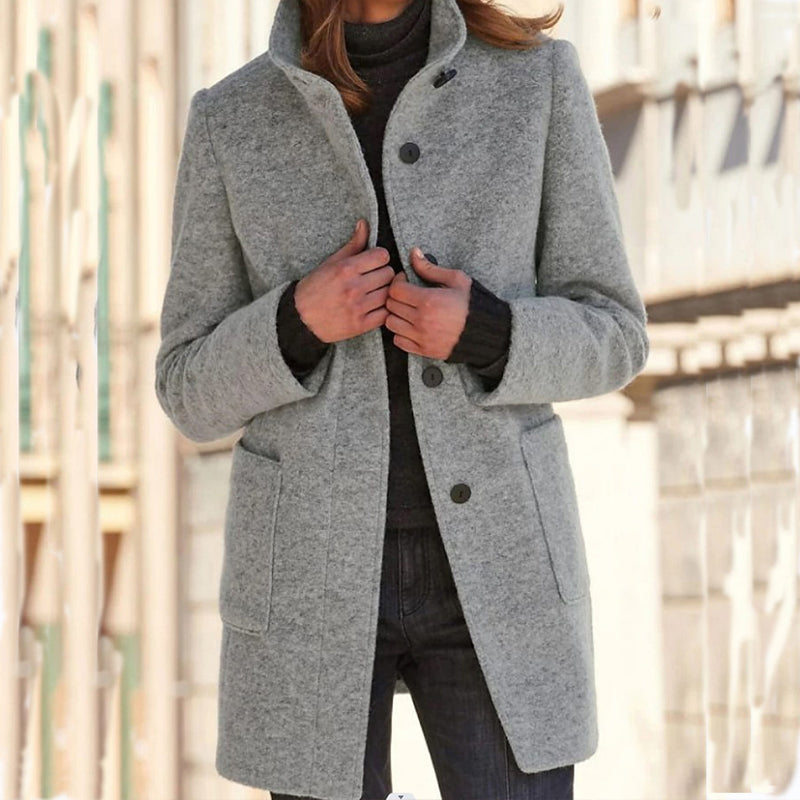 🧥Kvinnors ullkappa i vintage-stil med ståndkrage