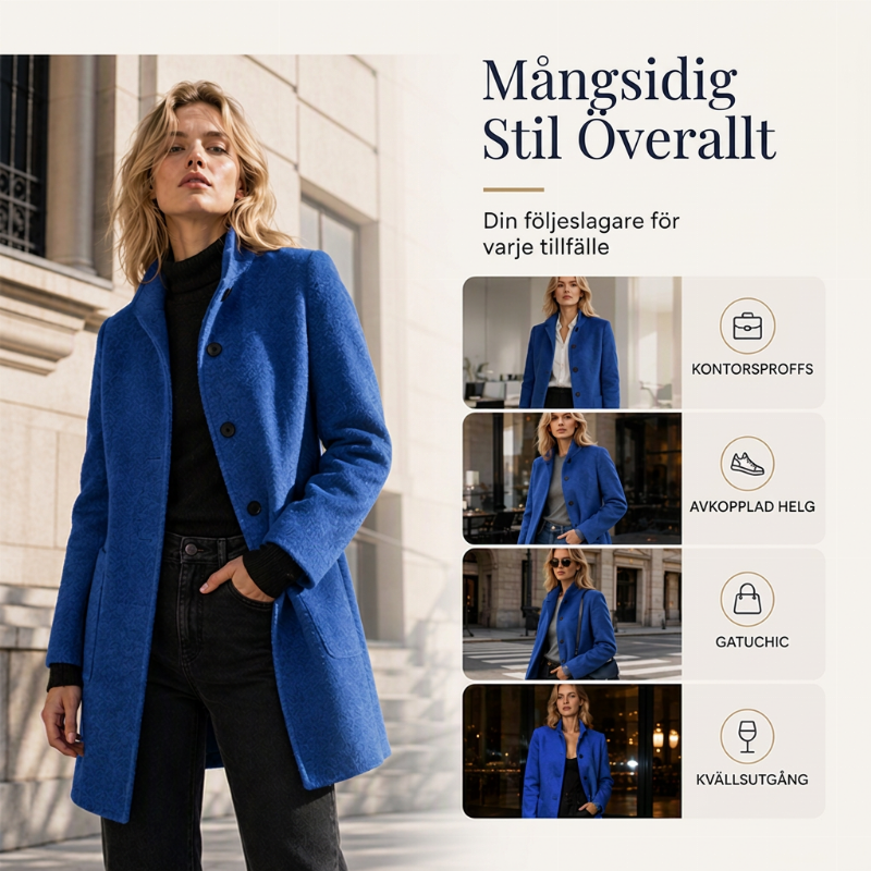 🧥Kvinnors ullkappa i vintage-stil med ståndkrage