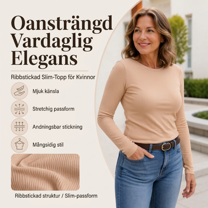 🧥Bekväm Ribbad Tröja Dam – Mjuk Passform och Enkel Stil för Varje Dag