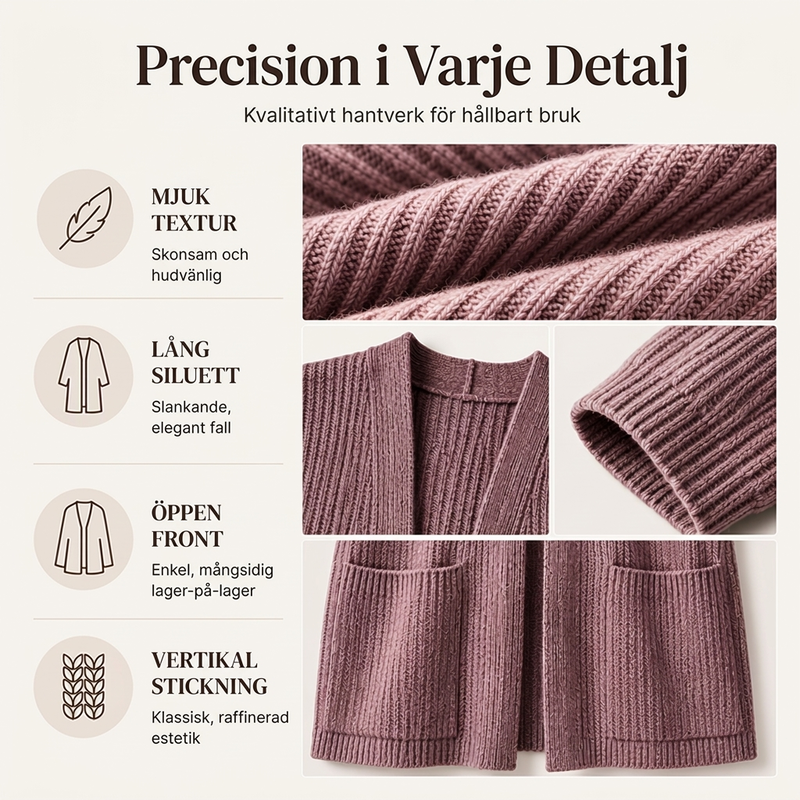 🧥Damens mysig ribbstickad lång cardigan