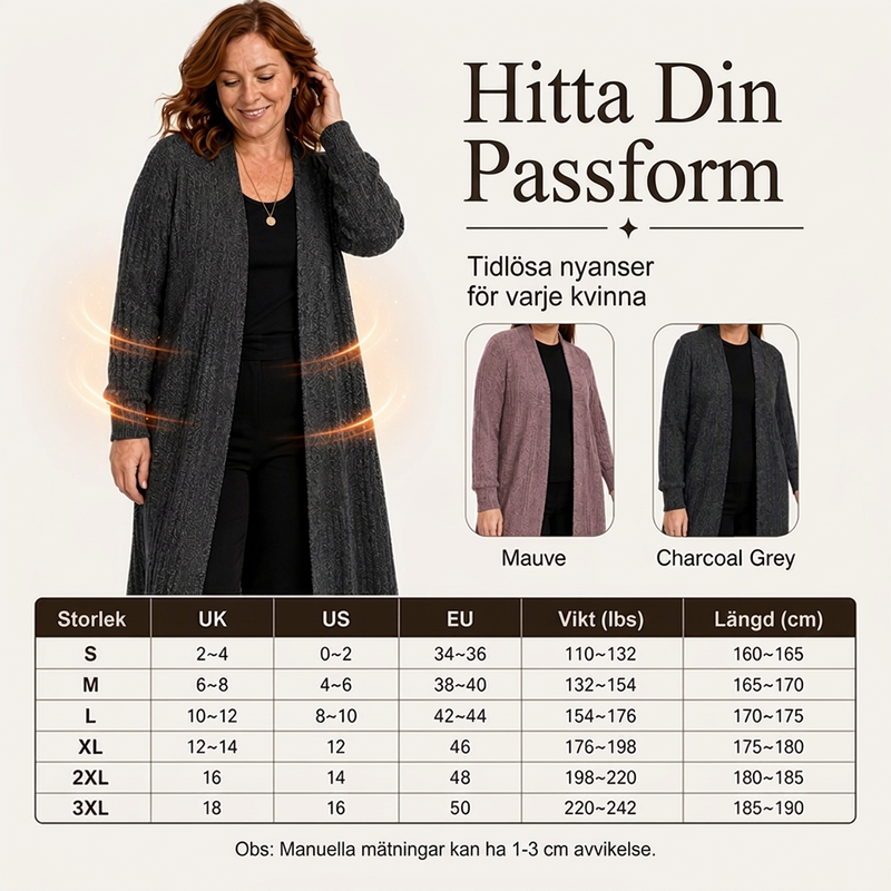 🧥Damens mysig ribbstickad lång cardigan