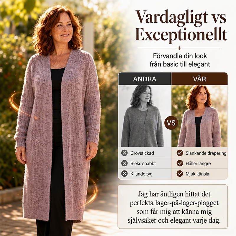 🧥Damens mysig ribbstickad lång cardigan