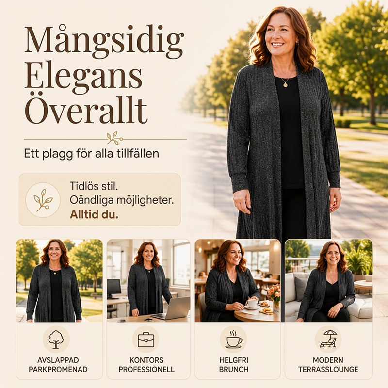 🧥Damens mysig ribbstickad lång cardigan