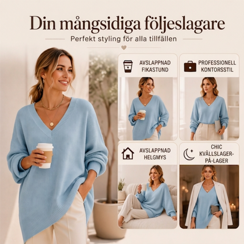 🧥Kvinnlig medellång stickad tröja