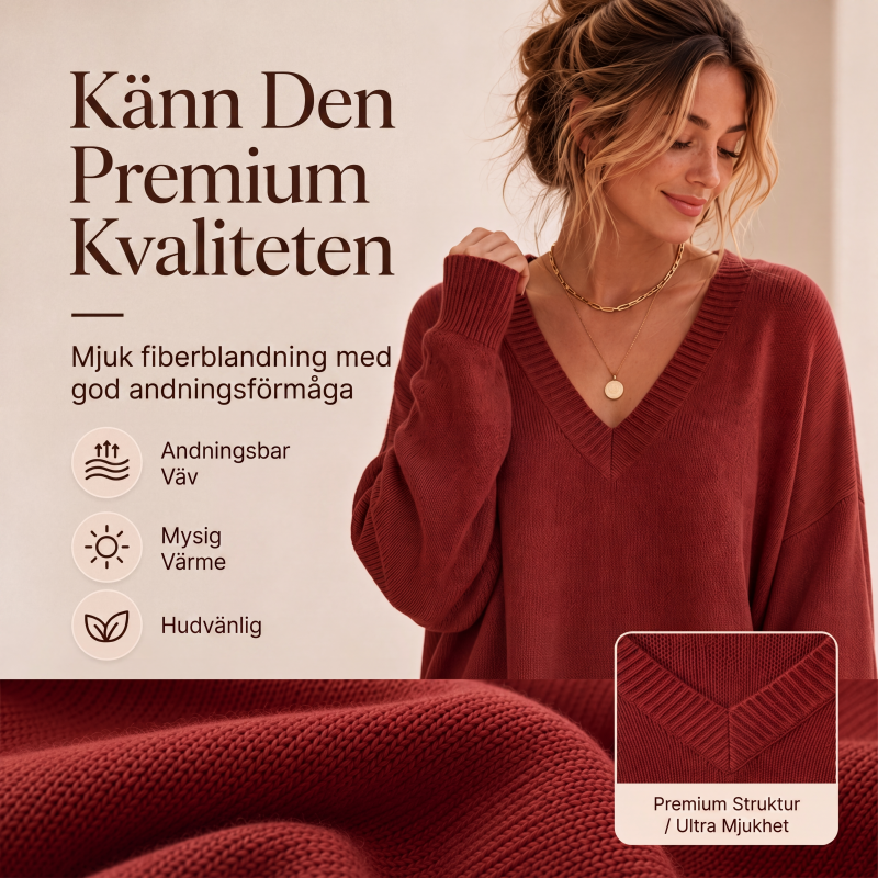 🧥Kvinnlig medellång stickad tröja